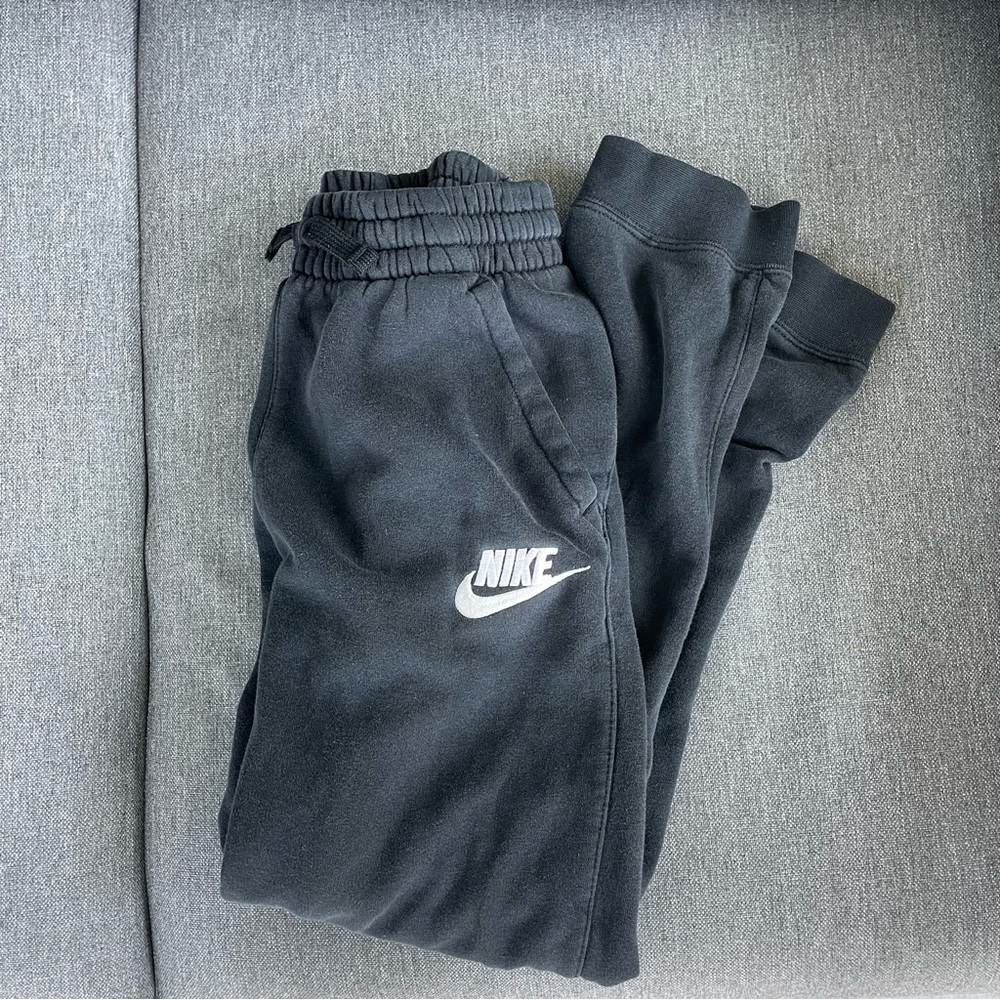 Nike Boys L Sweatpants Drawstring fleece cuffed black